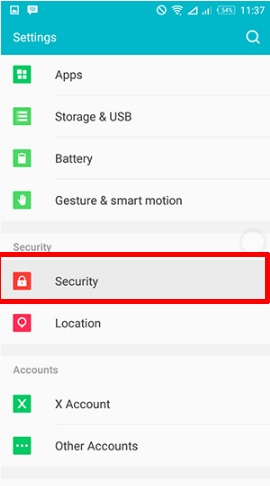 Menu Security Di Android