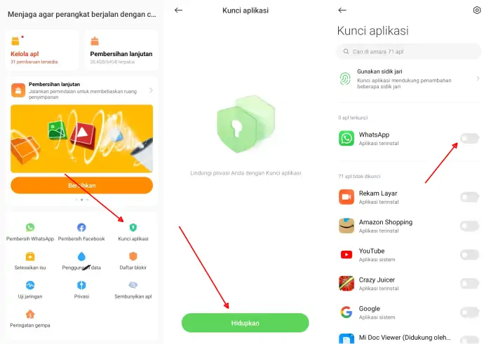 Kunci WA di Xiaomi dengan Kata Sandi, Pin dan Pola