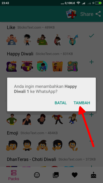 Cara Whatsapp Bisa kirim Stickers – Belajar Android